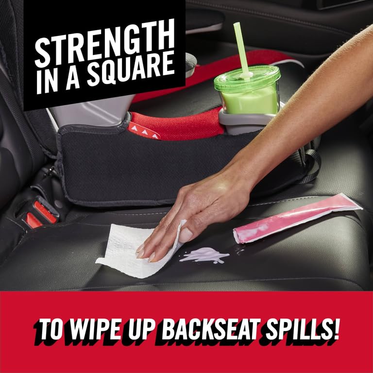 Brawny Tear-A-Square Paper Towels, 6 Double Rolls = 12 Regular Rolls, 3 Sheet Sizes (Quarter, Half, Full), Strength For All Mess